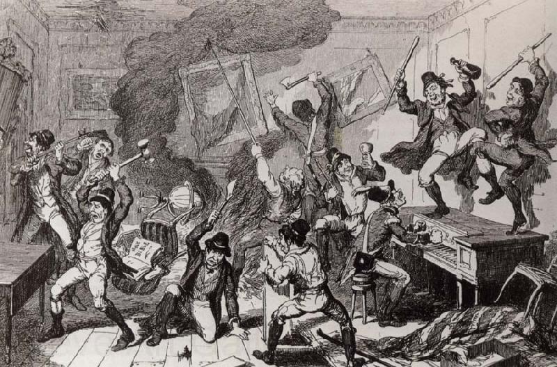 Thomas Pakenham Rebels dancing the Carmagnolle in a captured house by cruikshank Spain oil painting art